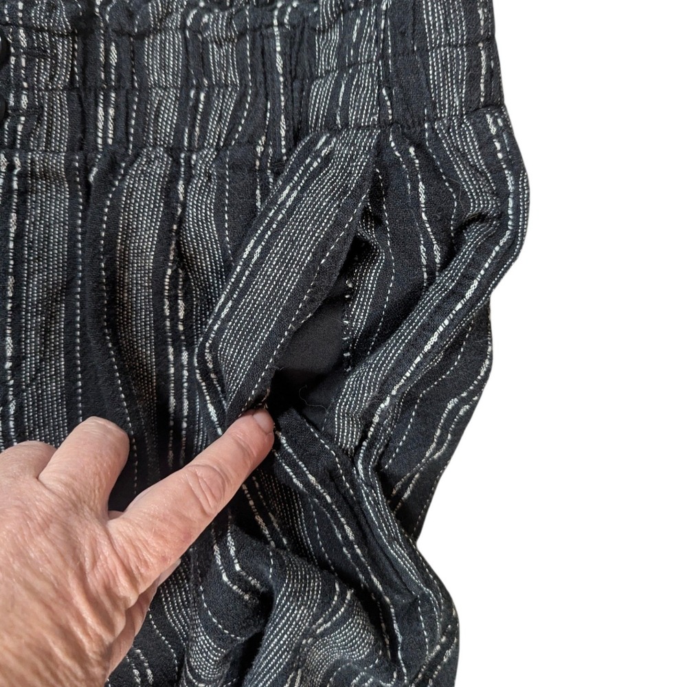 Briggs Striped Pants Womens M Black White Pull On Linen Blend Casual Boho - Picture 7 of 8